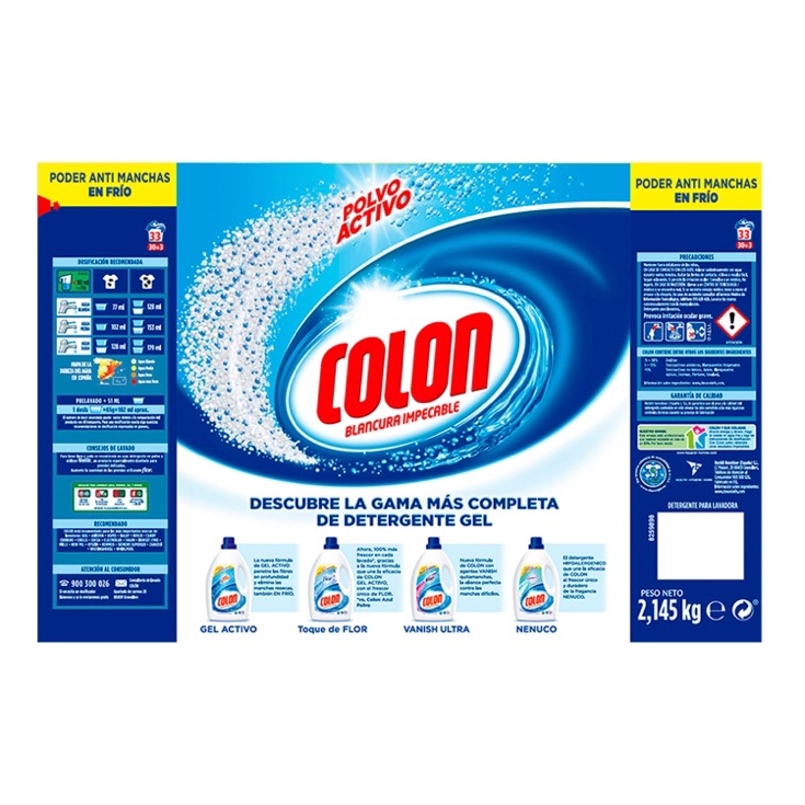 Detergente Polvo Activo - Colon - 33 lavados
