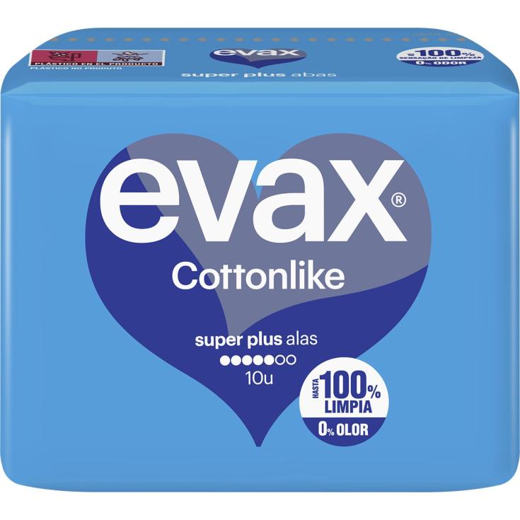 Compresas Cottonlike Alas Super Plus - Evax - 10 uds