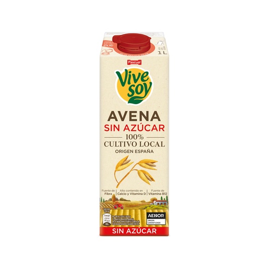 Bebida de avena sin azúcares con calcio y vitaminas D, B12