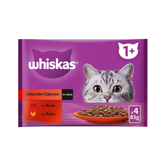 Comida húmeda para gatos + 1año Whiskas selección clásicos 