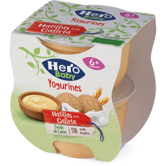Yogurines natillas con galleta Merienda Hero - 2x130g