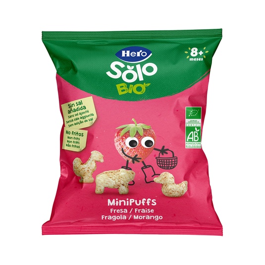 Mini puffs snacks de fresa ecológicos desde 8 meses bolsa 18