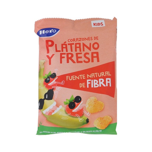 Corazones de plátano y fresa desde 3 años bolsa 30 g