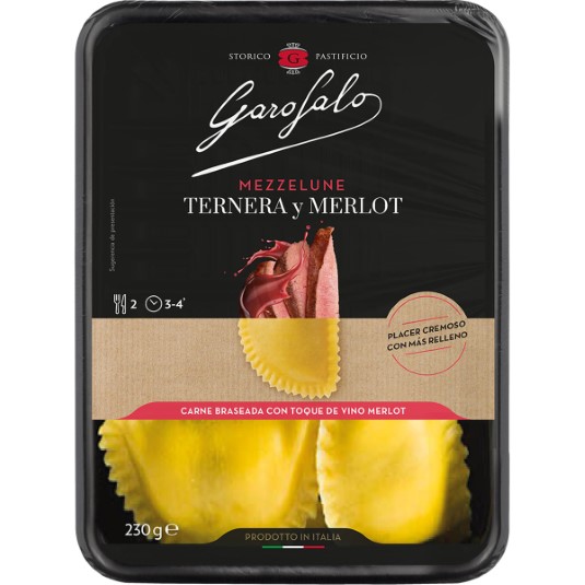 Pasta rellena de ternera y merlot -230g