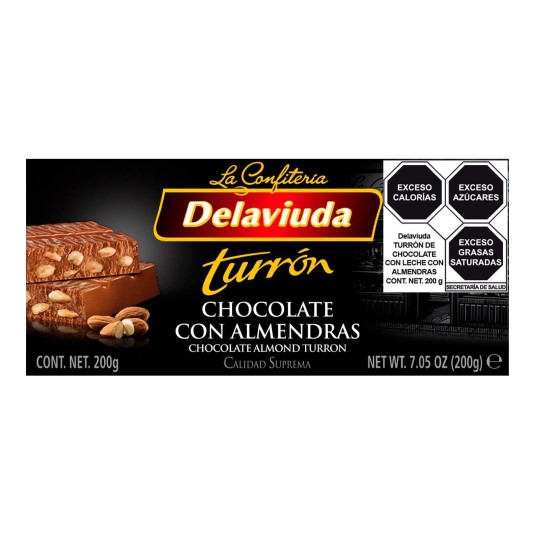 Turrón de chocolate con almendras Delaviuda - 200g