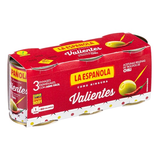 Aceitunas rellenas de chili Valientes La Española - 3x50g