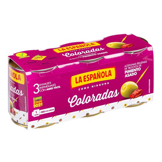 Aceitunas rellenas de pimiento Coloradas La Española - 3x50g