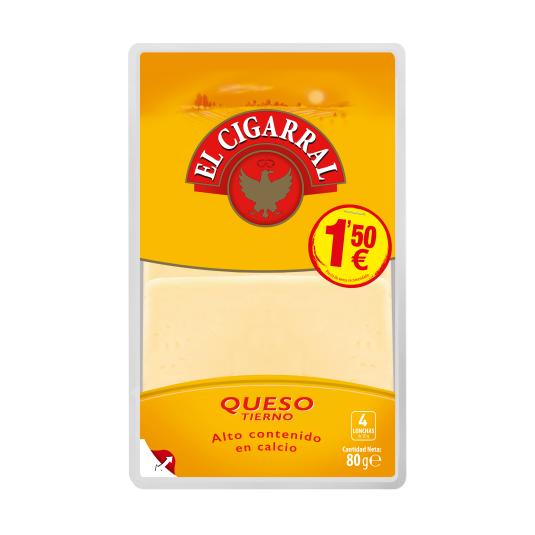 Lonchas de queso tierno El cigarral - 80g