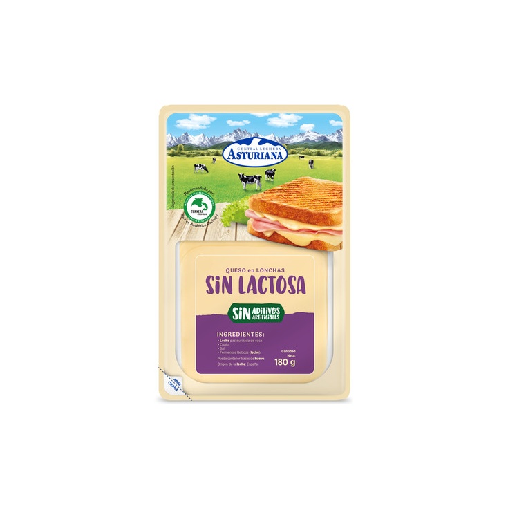 Queso de vaca elaborado con leche pasteurizada en lonchas 