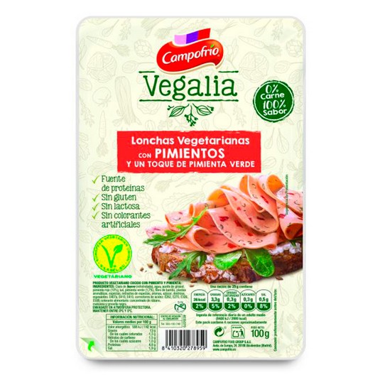 Lonchas Vegetarianas Pimientos Vegalia - 100g
