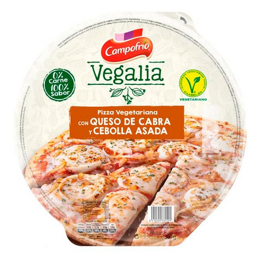 Pizza vegetariana con queso de cabra y cebolla 360g