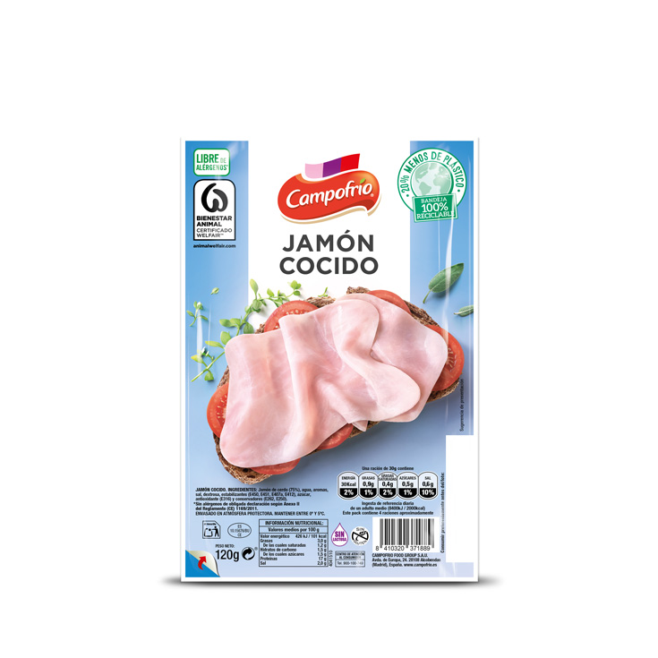 Jamón cocido en lonchas - Campofrío - 120g Jamón cocido en lonchas - Campofrío - 120g