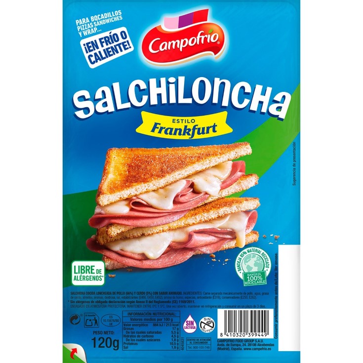 Salchichas Frankfurt cocidas en lonchas -120g