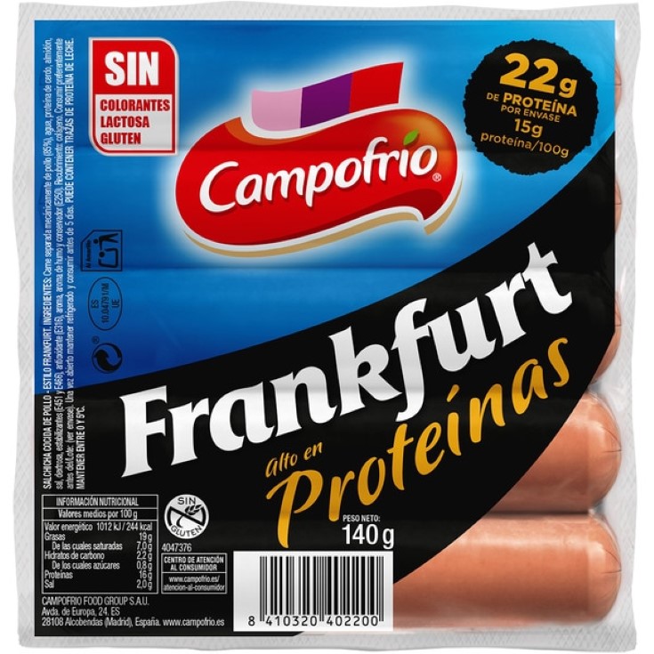 Salchichas Frankfurt cocidas de pollo alto en proteínas