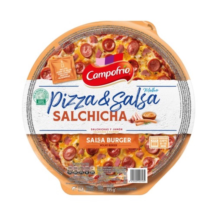 Pizza de salchichas con salsa burguer - 395g