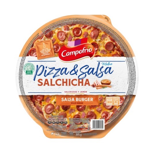 Pizza de salchichas con salsa burguer - 395g