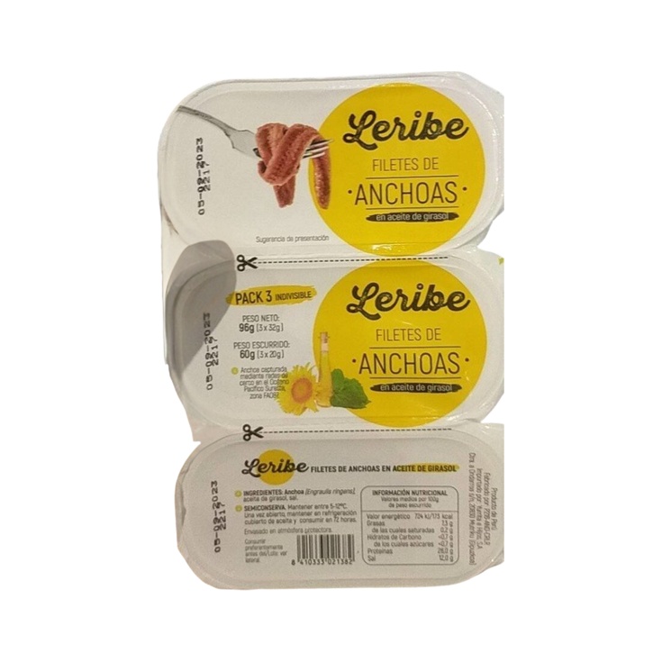 Pack 3 filetes de anchoa en aceite de girasol 96 gr