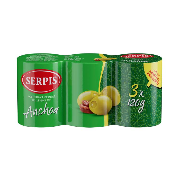 Aceitunas Rellenas de Anchoa - Serpis - 3x50g