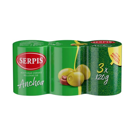 Aceitunas Rellenas de Anchoa - Serpis - 3x50g