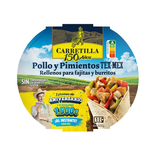 Relleno para Fajitas y burritos de pollo y pimientos 