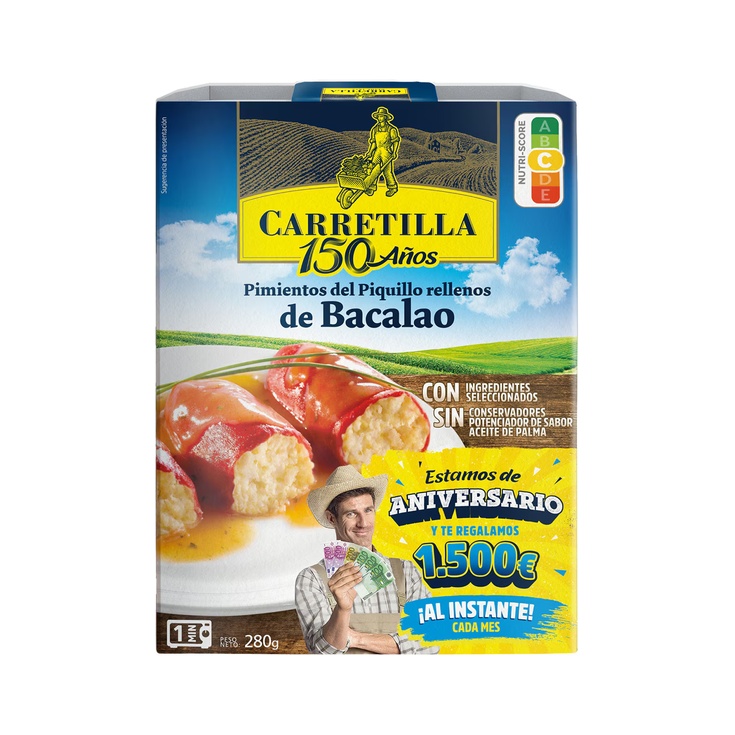Pimientos del piquillo rellenos de bacalao envase 280 g Pimientos del piquillo rellenos de bacalao envase 280 g
