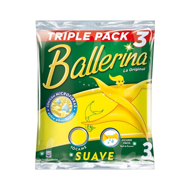 Bayeta amarilla con microfibras La Original - 3 Uds