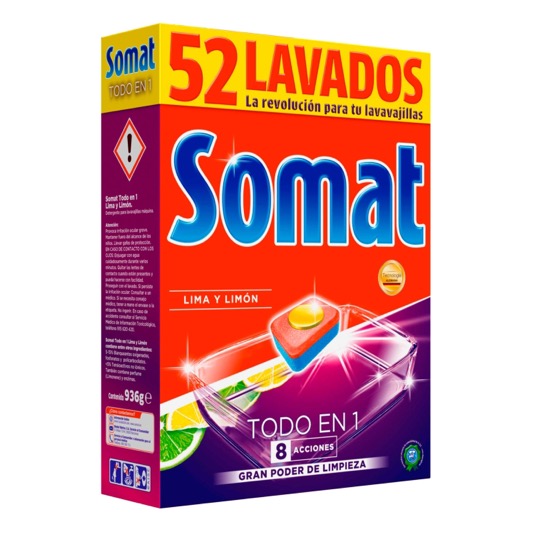 Lavavajillas lima y limón Todo en 1 52 uds