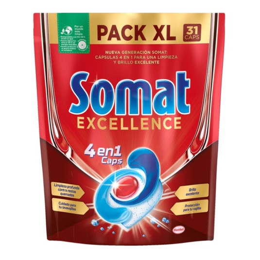 Cápsulas detergente 4 en 1 Excellence Somat - 31 uds