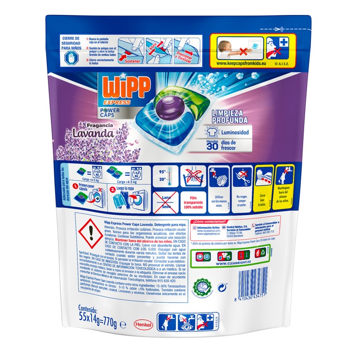 Detergente cápsulas lavanda - Wipp Express - 55 lavados