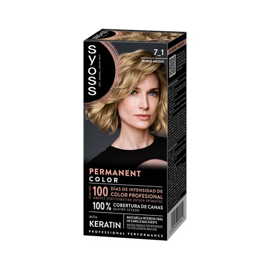 Tinte coloración permanente color 7.1 Rubio medio