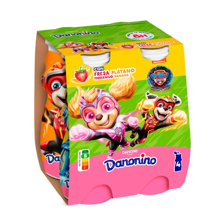 Yogur Líquido de fresa y plátano - Danonino - 4x100g