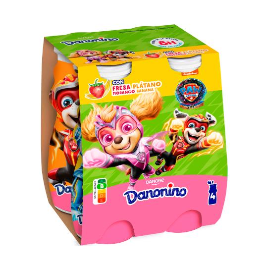 Yogur Líquido de fresa y plátano - Danonino - 4x100g