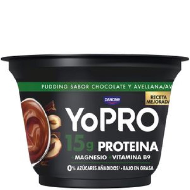 Pudding de avellana y chocolate con proteinas