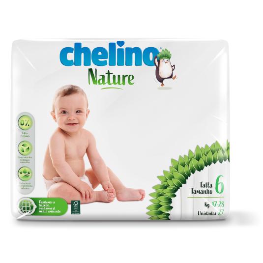Pañales Nature T-6 17-28kg - Chelino - 27 uds