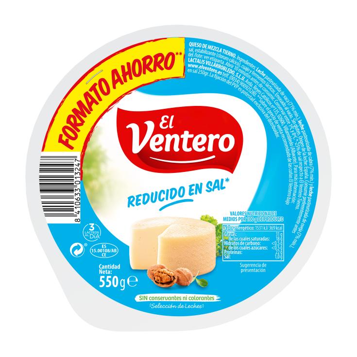 Queso tierno bajo en sal - El Ventero - 550g