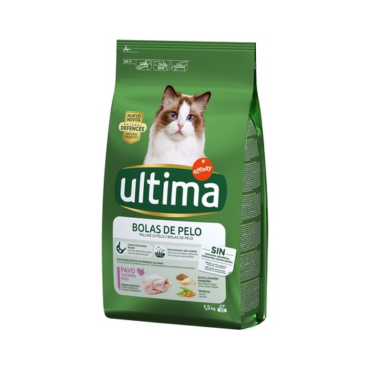 Bolas de Pelo pienso para gatos adultos con pavo bolsa 1,5 k