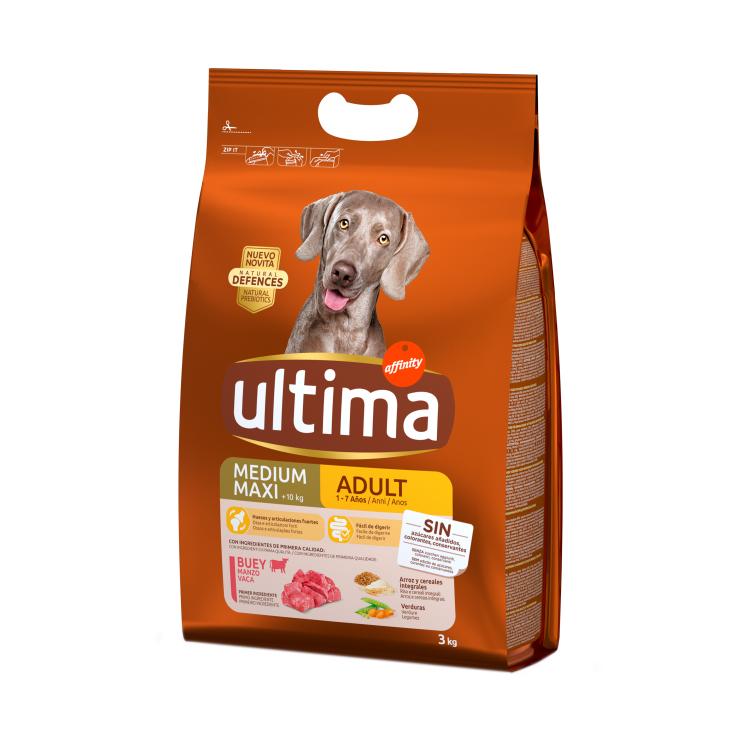 Pienso perro adulto +10kg 1-7 años con Buey - Ultima - 3kg