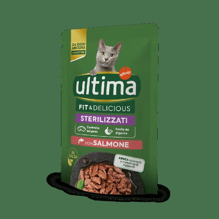 Snacks de salmón en salsa para gatos esterilizados