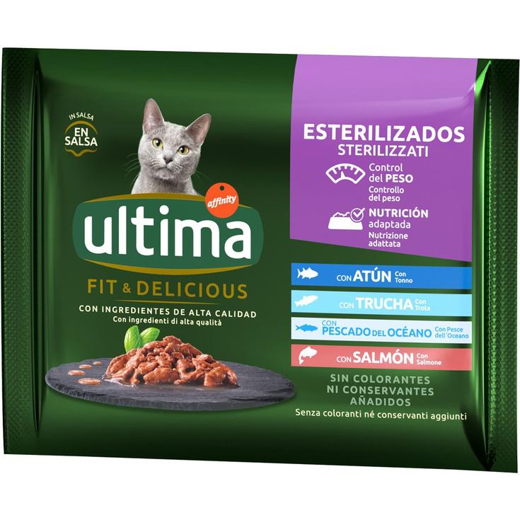 Comida húmeda en salsa para gatos esterilizados selección 