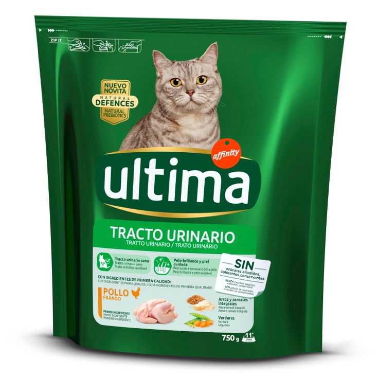 Pienso gatos control urinario pollo/arroz 750g