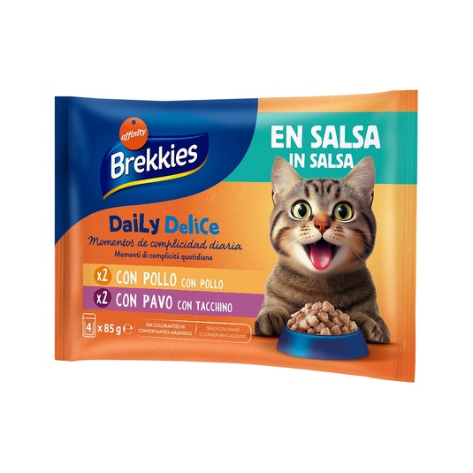 Alimento Húmedo Para Gatos Pollo Y Pavo Salsa Brekkies
