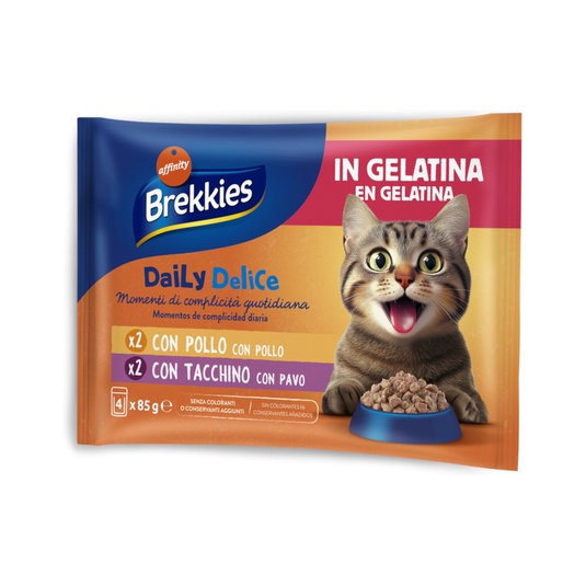 Alimento Húmedo para Gatos Pollo Y Pavo Gelatina Brekkies