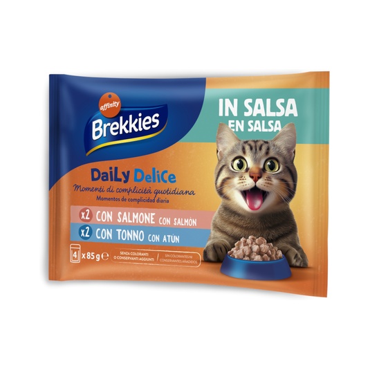 Alimento Húmedo Para Gatos Salmón Y Atún Salsa Brekkies