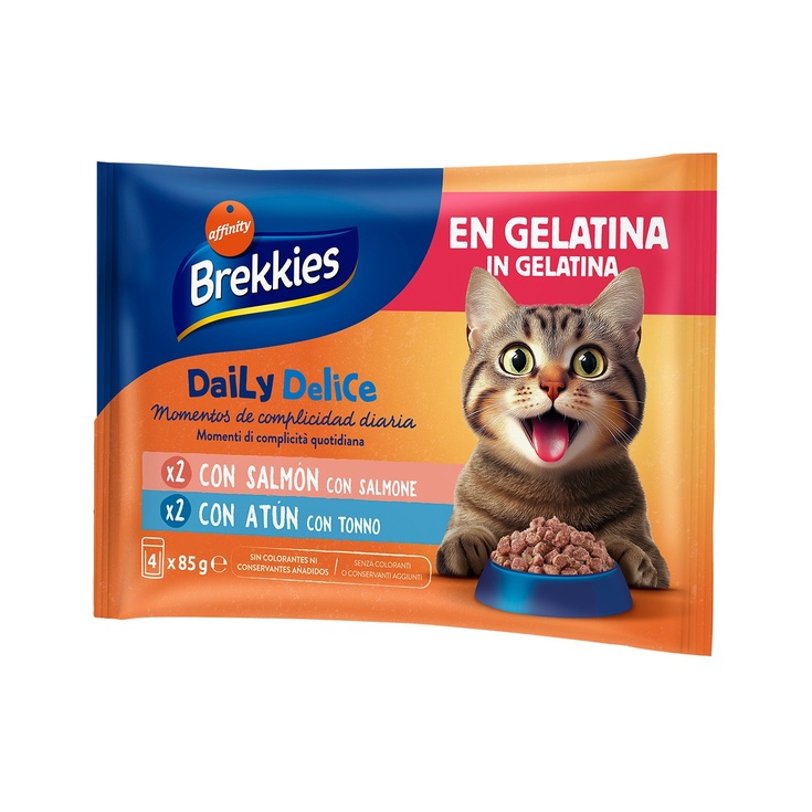 Alimento Húmedo Para Gatos Salmón Y Atún Gelatina Brekkies