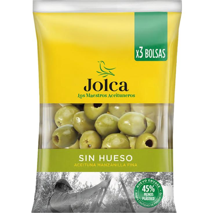 Aceitunas verde manzanilla fina sin hueso - Jolca - 3x120g
