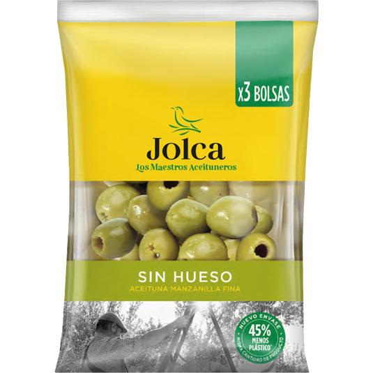 Aceitunas verde manzanilla fina sin hueso - Jolca - 3x120g