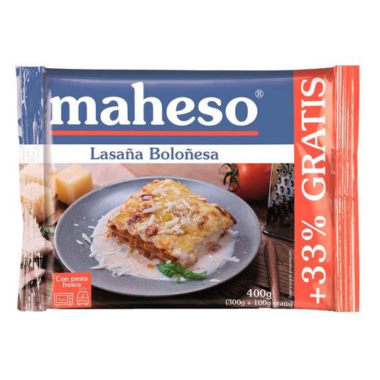 Lasaña boloñesa - Maheso - 300g + 33%