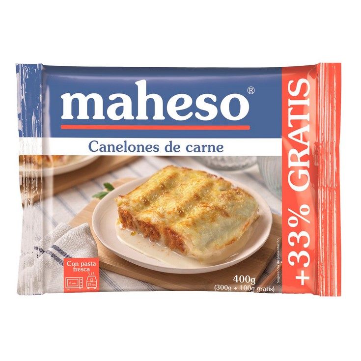 Canelones de carne - Maheso - 300g + 33%