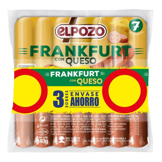 Salchichas Frankfurt con queso - El Pozo - 3x140g