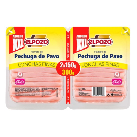 Pechuga de pavo lonchas finas El Pozo - 2x150g